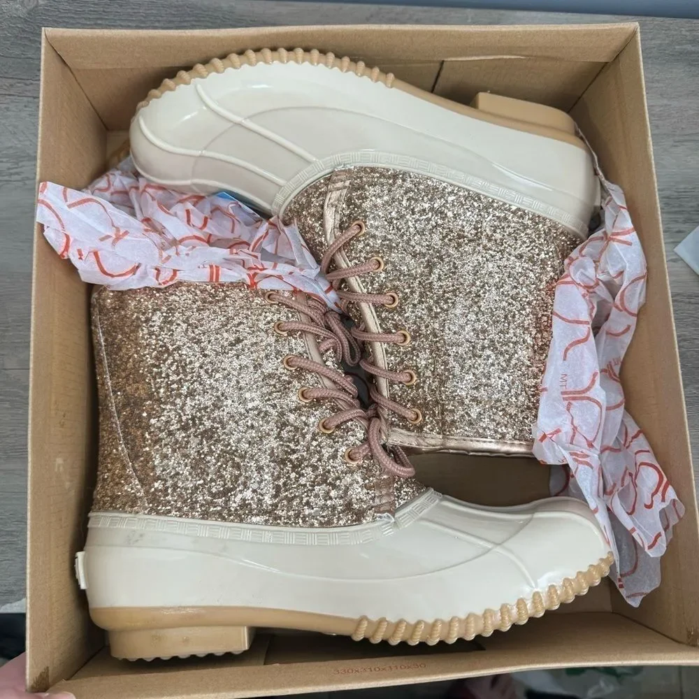 Sugar Women's Glitter Duck Boots sz 8 Waterproof NEW #G940